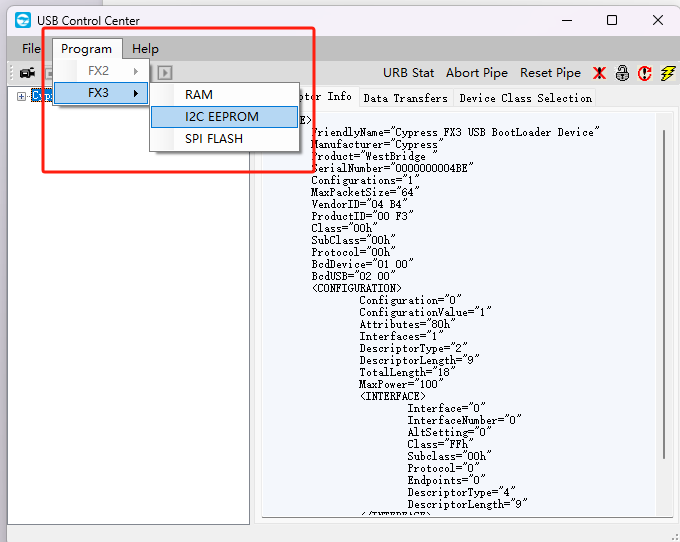 I2C EEPROM 选择界面